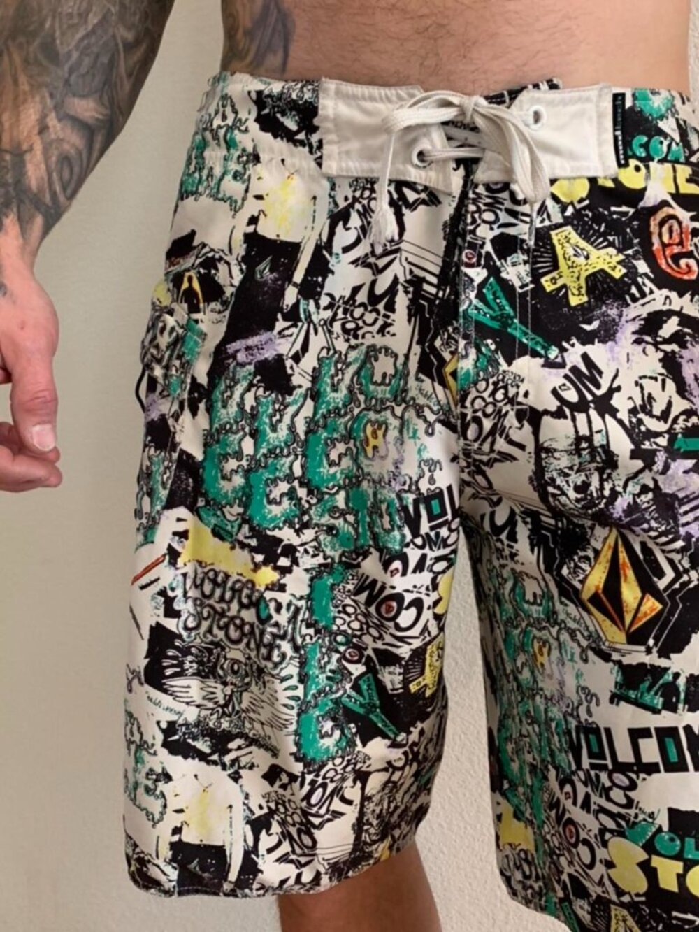 Volcom Y2K Printed Board Shorts with Cargo Pocket